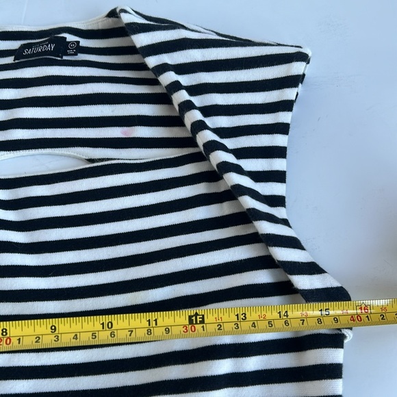 Kate Spade Saturday black and white stripe sleeveless mini dress w back cut out - Picture 11 of 15